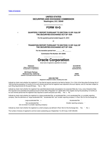 Thumbnail Oracle 10-Q Quarterly Report FY2014 