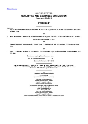 Vorschaubild New Oriental 20-F Jahresbericht 2013