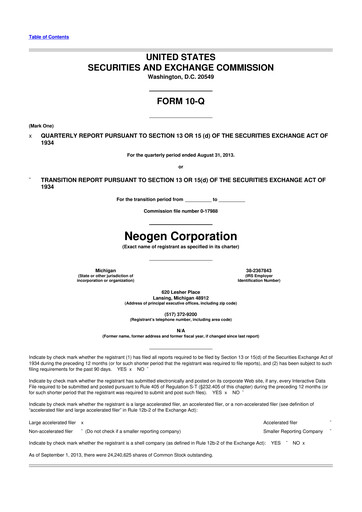 Vorschaubild Neogen 10-Q Quartalsbericht 2014 