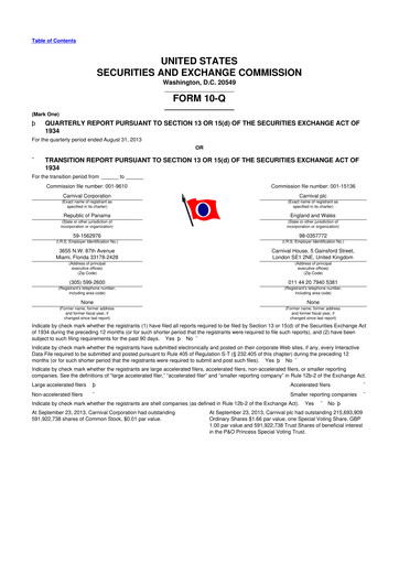 Thumbnail Carnival Corporation 10-Q Quarterly Report FY2013 