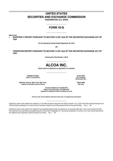 Thumbnail Howmet Aerospace
 10-Q Quarterly Report FY2013 