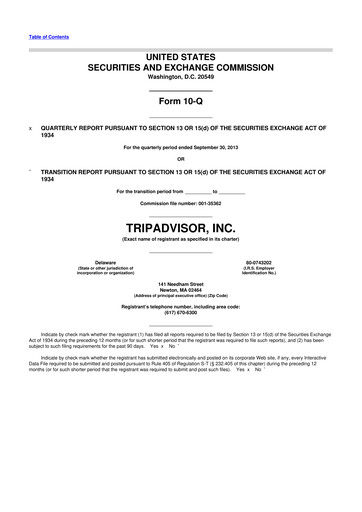 Thumbnail TripAdvisor 10-Q Quarterly Report FY2013 