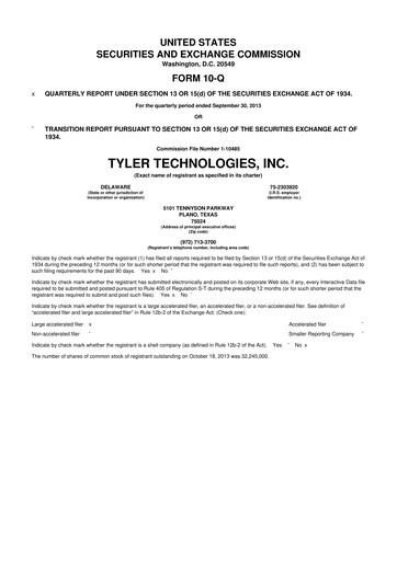 Thumbnail Tyler Technologies
 10-Q Quarterly Report FY2013 