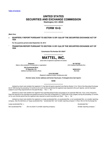 Thumbnail Mattel
 10-Q Quarterly Report FY2013 