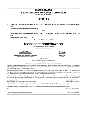 Thumbnail Microsoft 10-Q Quarterly Report FY2014 