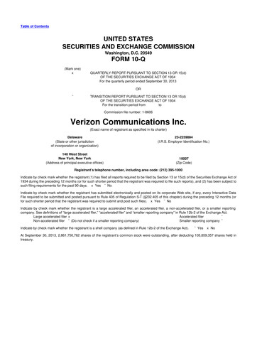 Thumbnail Verizon 10-Q Quarterly Report FY2013 