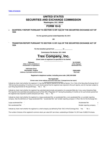 Vorschaubild Trex 10-Q Quartalsbericht 2013 