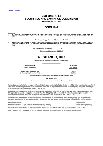 Miniature WesBanco 10-Q Rapport trimestriel  