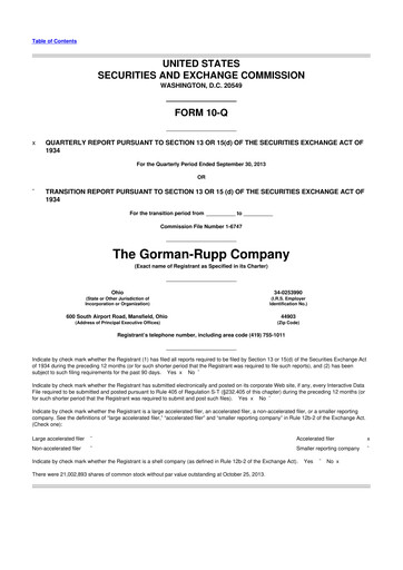 Vorschaubild Gorman-Rupp 10-Q Quartalsbericht 2013 