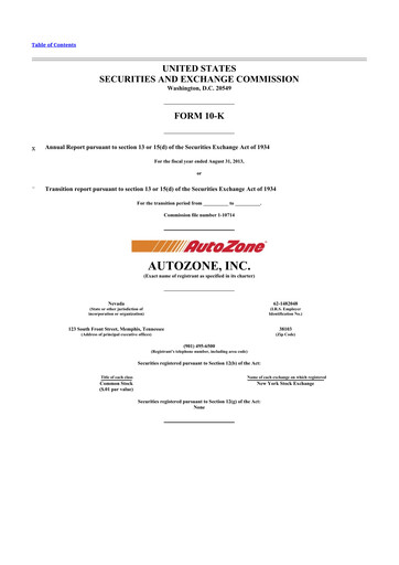 Thumbnail AutoZone 10-K Annual Report 2013