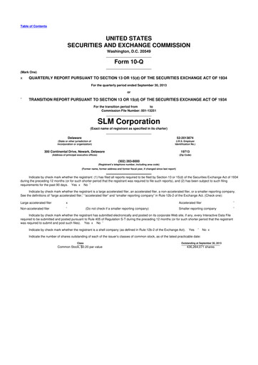 Thumbnail SLM Corporation (Sallie Mae) 10-Q Quarterly Report FY2013 