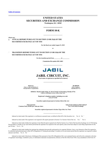 Thumbnail Jabil 10-K Annual Report 2013