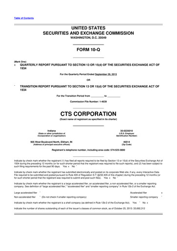 Thumbnail CTS Corporation 10-Q Quarterly Report FY2013 