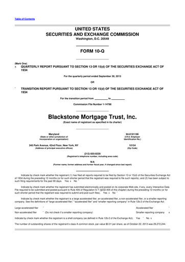 Thumbnail Blackstone Mortgage Trust
 10-Q Quarterly Report FY2013 