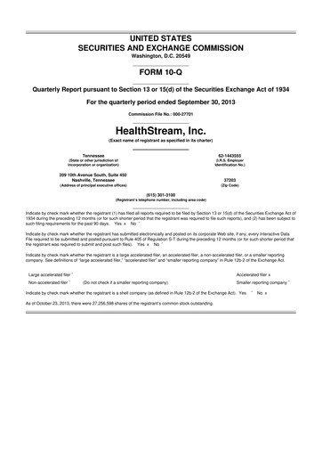 Thumbnail HealthStream 10-Q Quarterly Report FY2013 