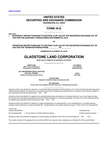 Thumbnail Gladstone Land 10-Q Quarterly Report FY2013 