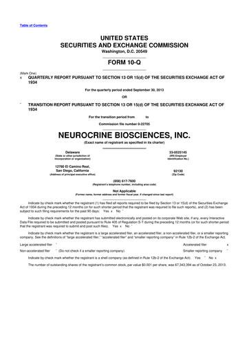 Thumbnail Neurocrine Biosciences
 10-Q Quarterly Report FY2013 