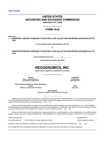 Thumbnail NeoGenomics
 10-Q Quarterly Report FY2013 