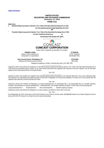 Miniature Comcast 10-Q Rapport trimestriel 2013 