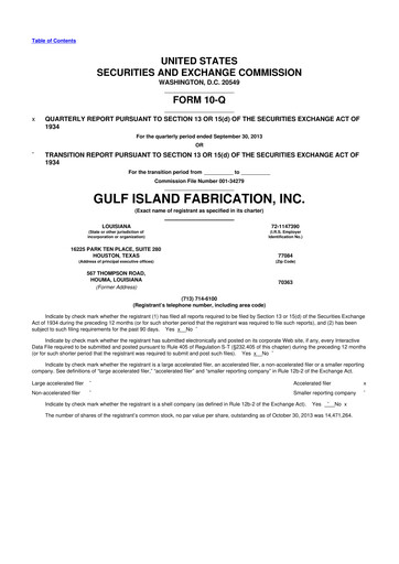 Thumbnail Gulf Island Fabrication
 10-Q Quarterly Report FY2013 
