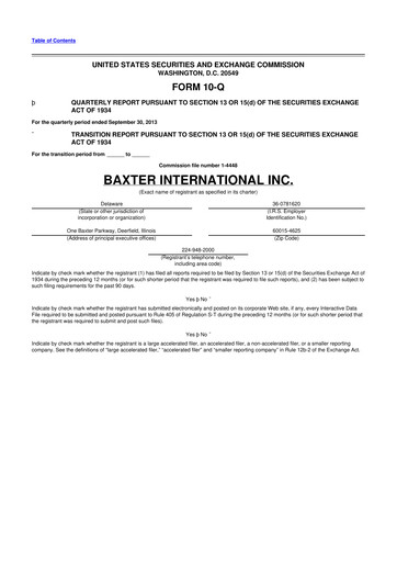 Miniature Baxter 10-Q Rapport trimestriel 2013 