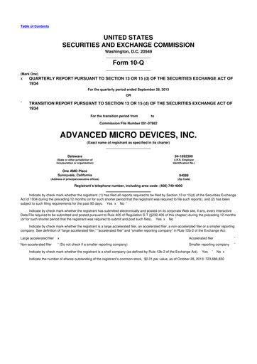 Miniature AMD 10-Q Rapport trimestriel 2013 