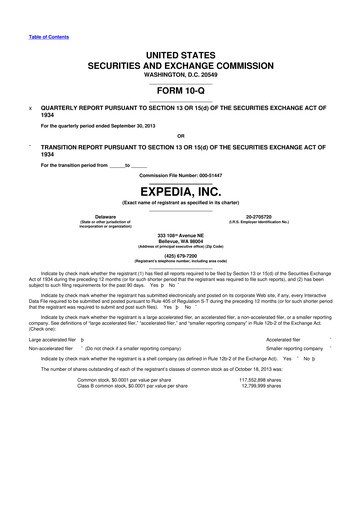 Vorschaubild Expedia Group 10-Q Quartalsbericht 2013 