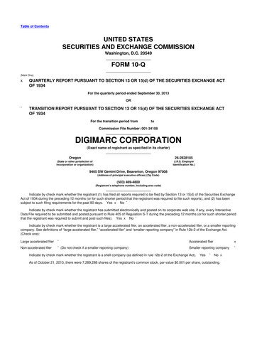 Vorschaubild Digimarc
 10-Q Quartalsbericht 2013 