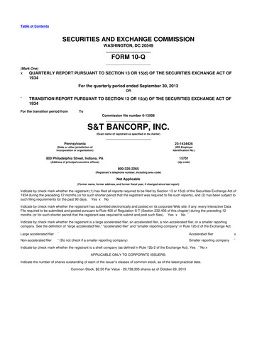 Thumbnail S&T Bancorp 10-Q Quarterly Report FY2013 