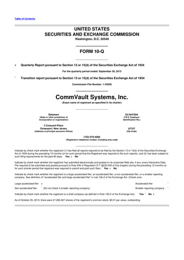 Thumbnail Commvault 10-Q Quarterly Report FY2014 