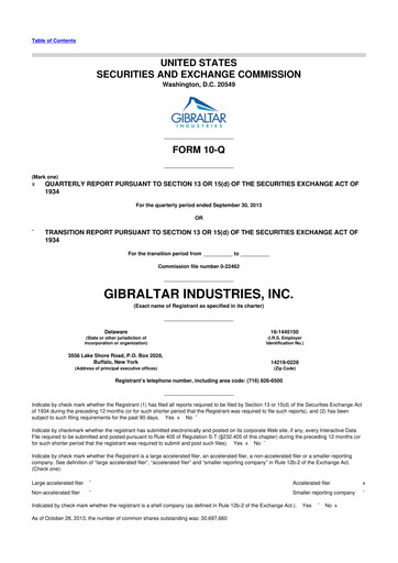 Thumbnail Gibraltar Industries
 10-Q Quarterly Report FY2013 
