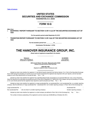 Thumbnail Hanover Insurance Group 10-Q Quarterly Report FY2013 