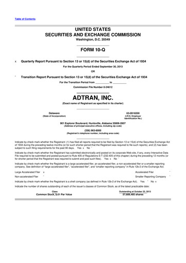 Thumbnail ADTRAN 10-Q Quarterly Report FY2013 
