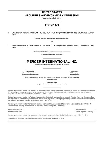 Thumbnail Mercer International 10-Q Quarterly Report FY2013 
