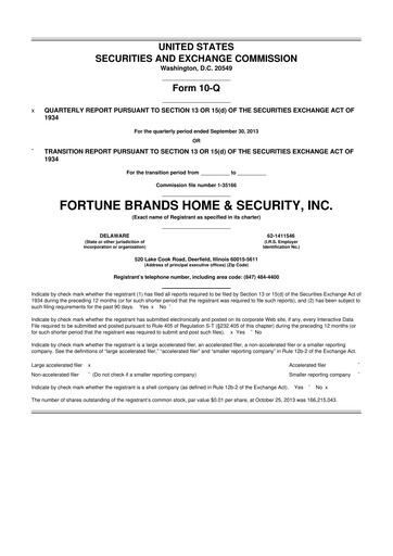 Thumbnail Fortune Brands Innovations 10-Q Quarterly Report FY2013 