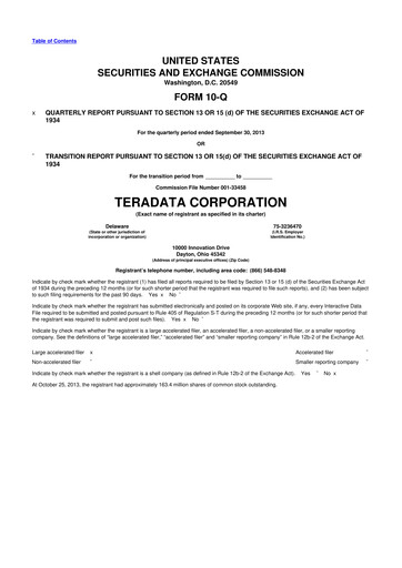 Thumbnail Teradata 10-Q Quarterly Report FY2013 