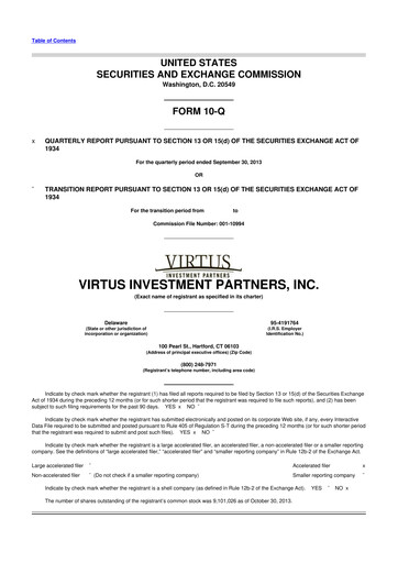 Vorschaubild Virtus Investment Partners 10-Q Quartalsbericht 2013 