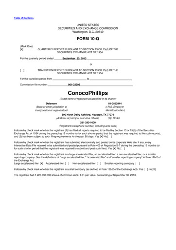 Thumbnail ConocoPhillips 10-Q Quarterly Report FY2013 
