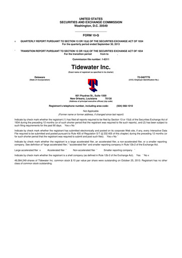 Thumbnail Tidewater 10-Q Quarterly Report FY2014 