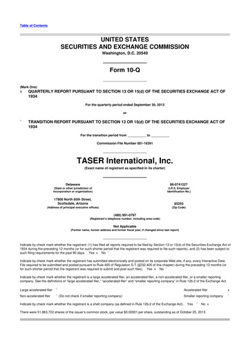 Thumbnail Axon Enterprise
 10-Q Quarterly Report FY2013 