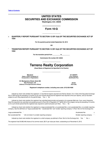 Vorschaubild Terreno Realty
 10-Q Quartalsbericht 2013 