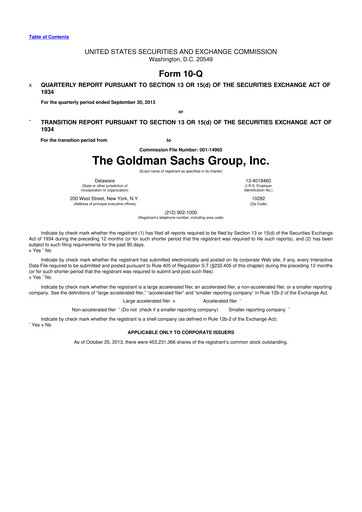 Vorschaubild Goldman Sachs 10-Q Quartalsbericht 2013 