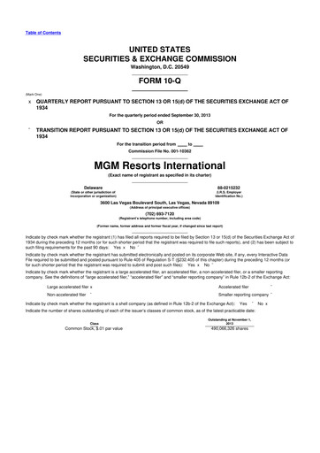 Thumbnail MGM Resorts

 10-Q Quarterly Report FY2013 