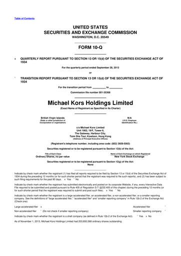 Thumbnail Capri Holdings 10-Q Quarterly Report FY2014 