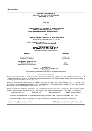 Vorschaubild Redwood Trust 10-Q Quartalsbericht 2013 