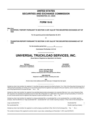 Thumbnail Universal Logistics Holdings 10-Q Quarterly Report FY2013 