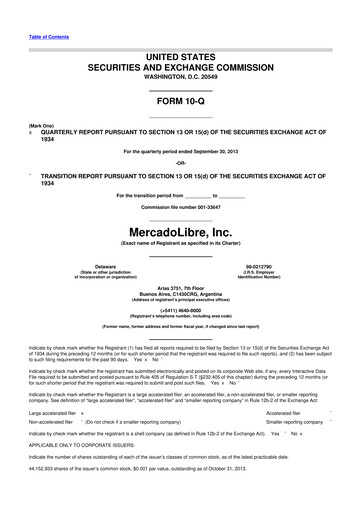 Vorschaubild MercadoLibre 10-Q Quartalsbericht 2013 