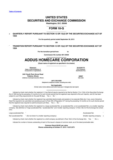 Vorschaubild 
Addus HomeCare 10-Q Quartalsbericht 2013 