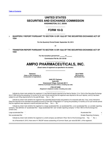 Thumbnail Ampio Pharmaceuticals 10-Q Quarterly Report FY2013 