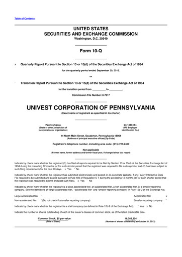 Thumbnail Univest Financial Corporation 10-Q Quarterly Report FY2013 